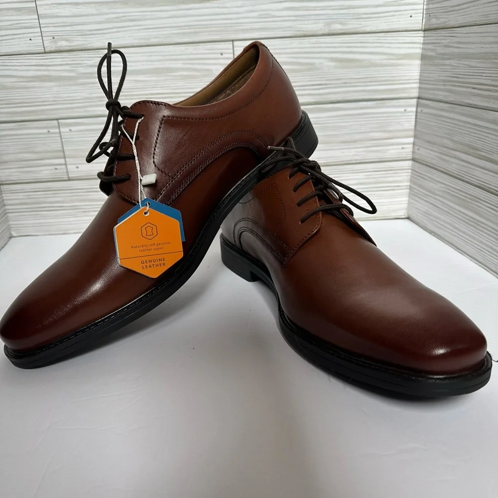 Nunn Bush Baxter Plain Toe Leather‎ Oxfords Men's Cognac Sz 9